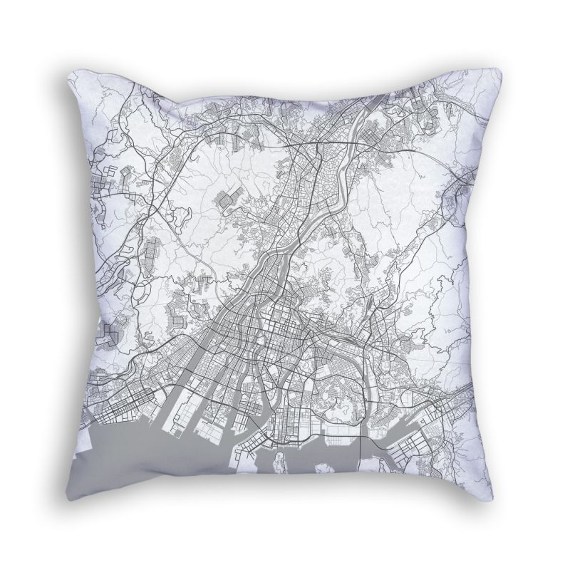 Hiroshima Japan City Map Art Decorative Throw Pillow