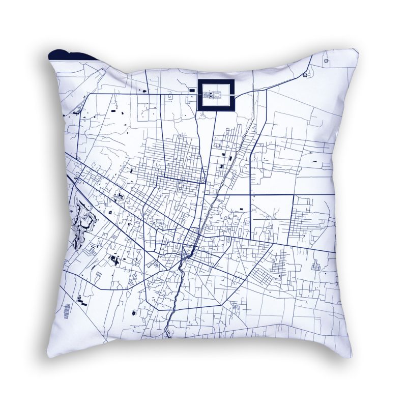 Krong Siem Reap Cambodia City Map Art Decorative Throw Pillow