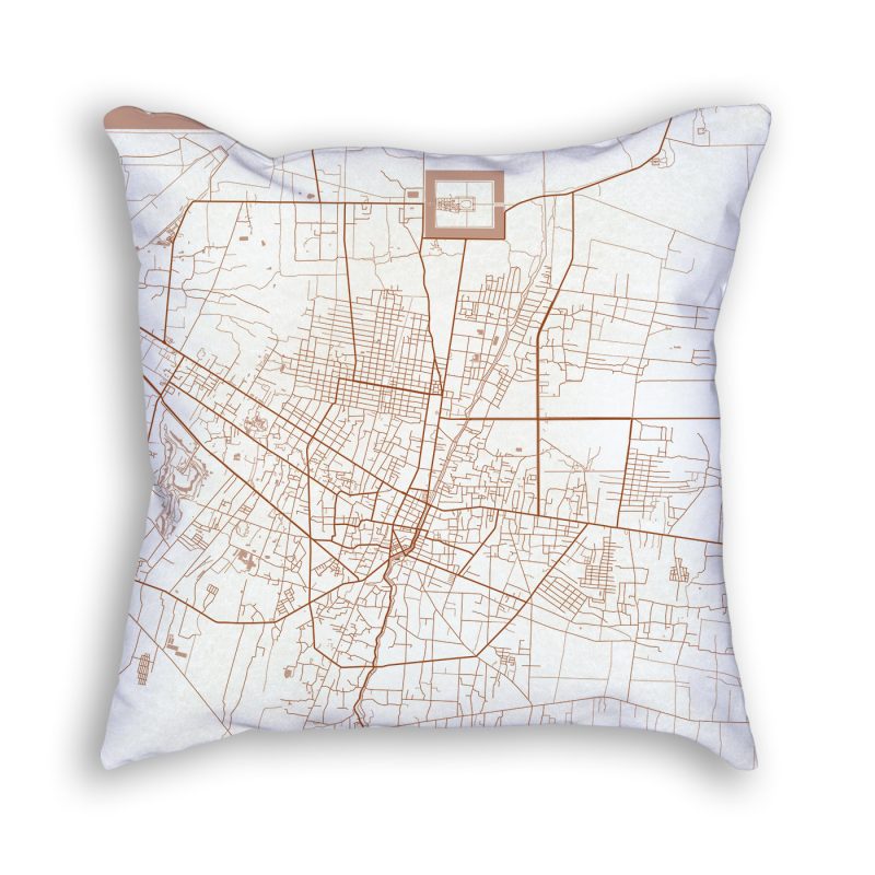 Krong Siem Reap Cambodia City Map Art Decorative Throw Pillow