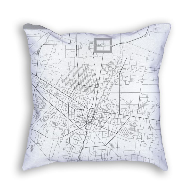 Krong Siem Reap Cambodia City Map Art Decorative Throw Pillow