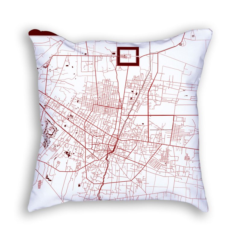 Krong Siem Reap Cambodia City Map Art Decorative Throw Pillow