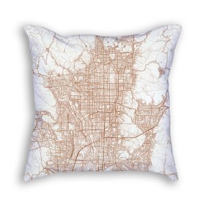 Kyoto Japan City Map Art Decorative Throw Pillow