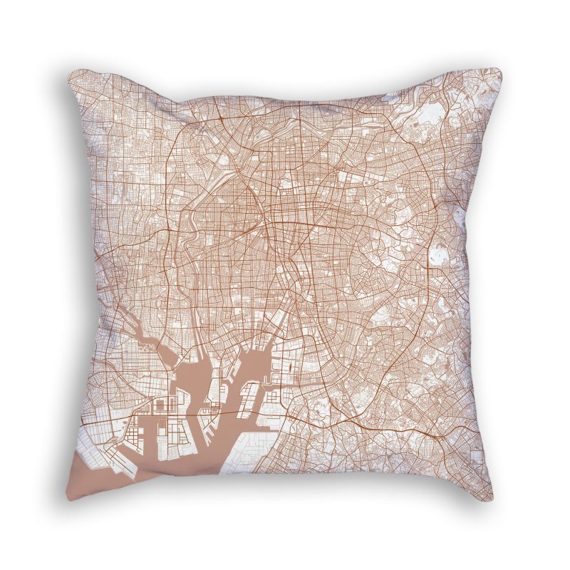 Nagoya Japan City Map Art Decorative Throw Pillow