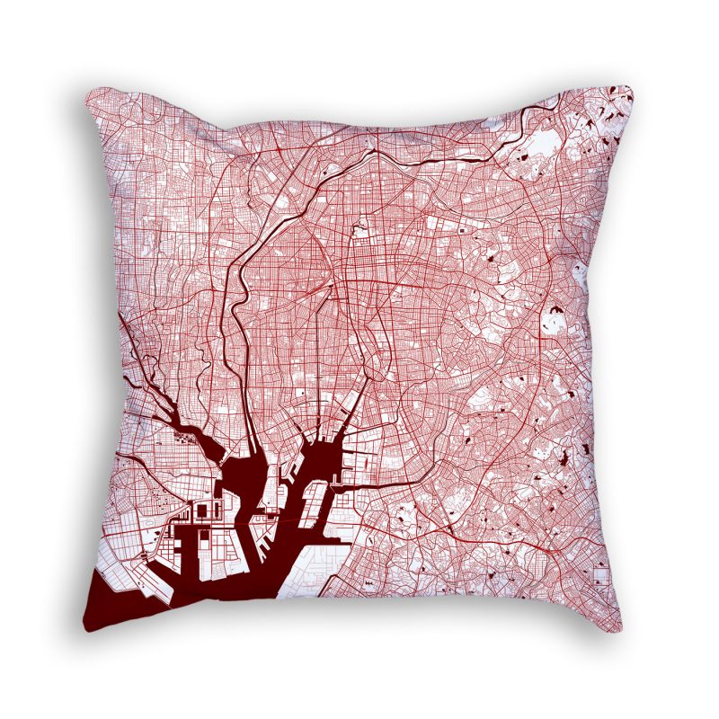 Nagoya Japan City Map Art Decorative Throw Pillow
