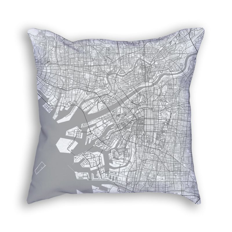 Osaka Japan City Map Art Decorative Throw Pillow