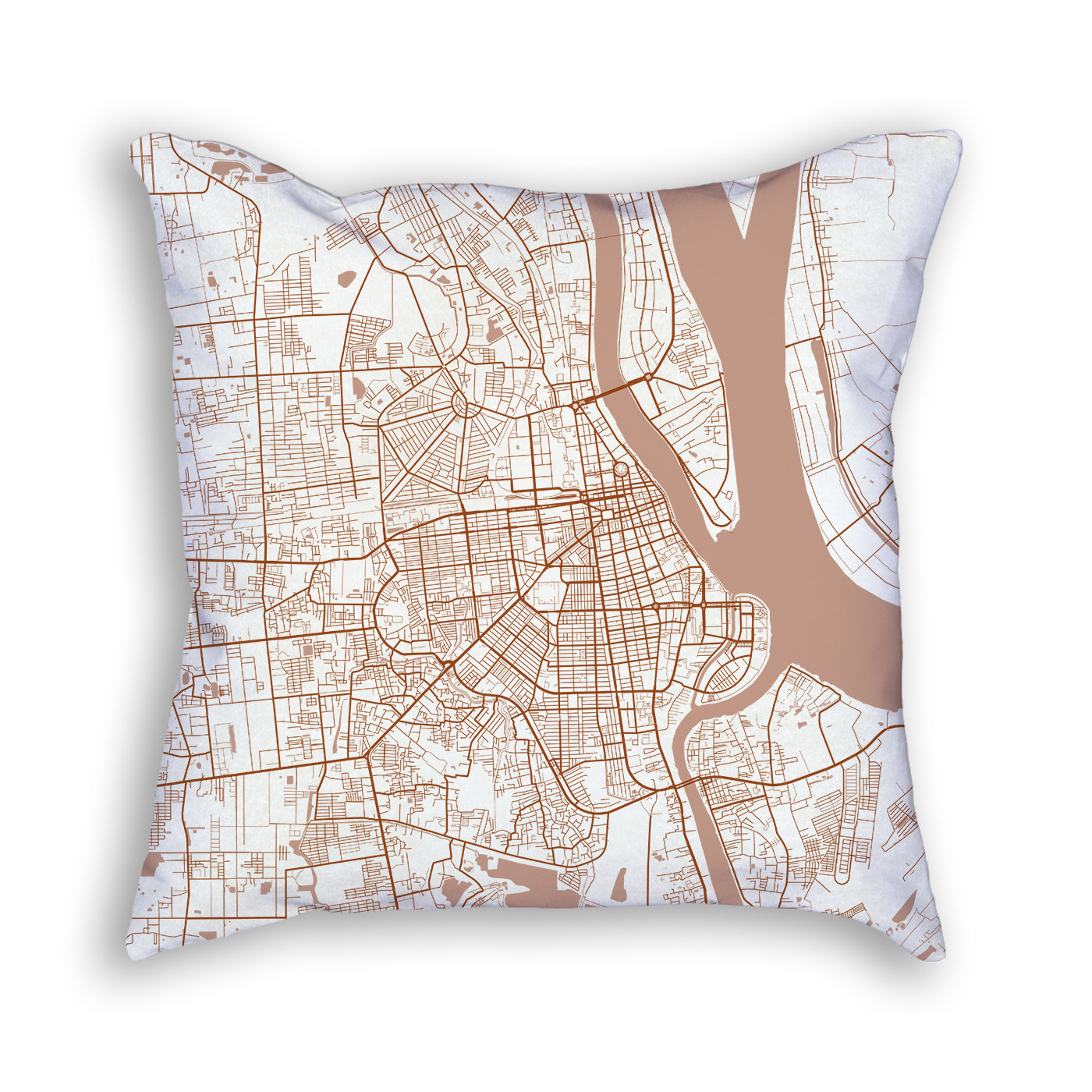 Phnom Penh City Map Art Decorative Throw Pillow