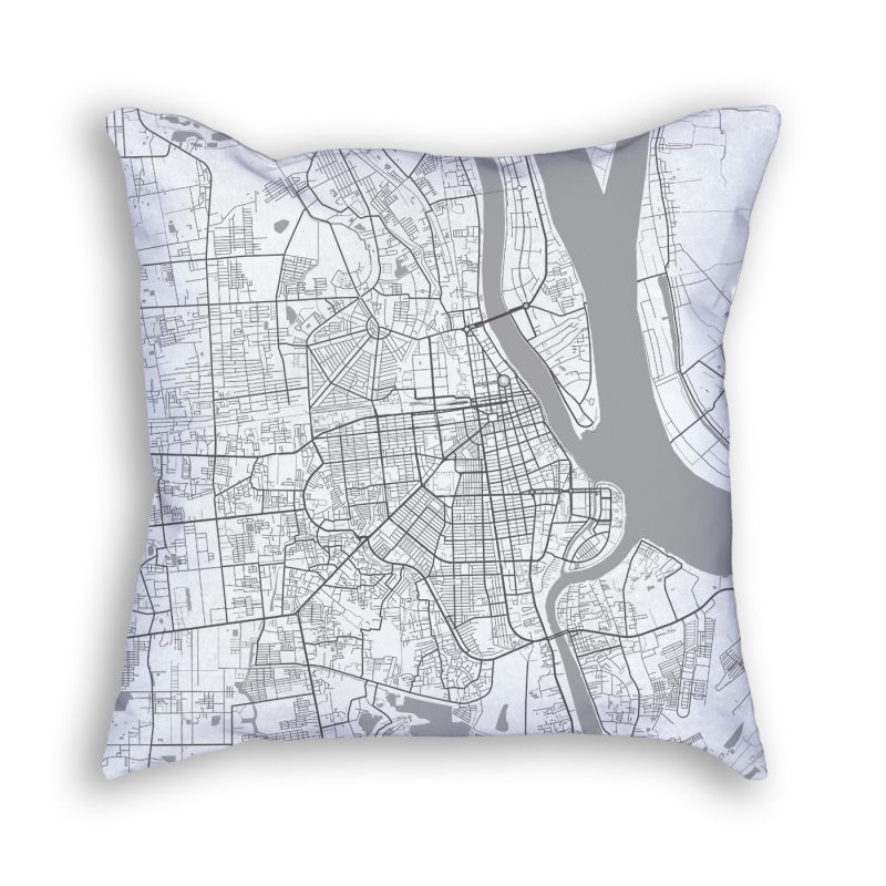 Phnom Penh City Map Art Decorative Throw Pillow