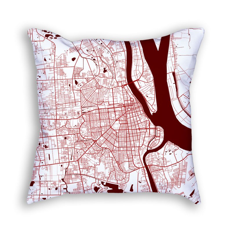 Phnom Penh City Map Art Decorative Throw Pillow