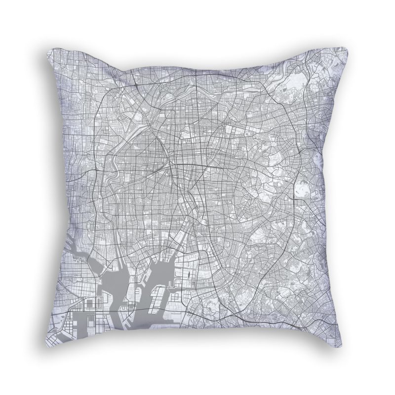 Tokyo Japan City Map Art Decorative Throw Pillow