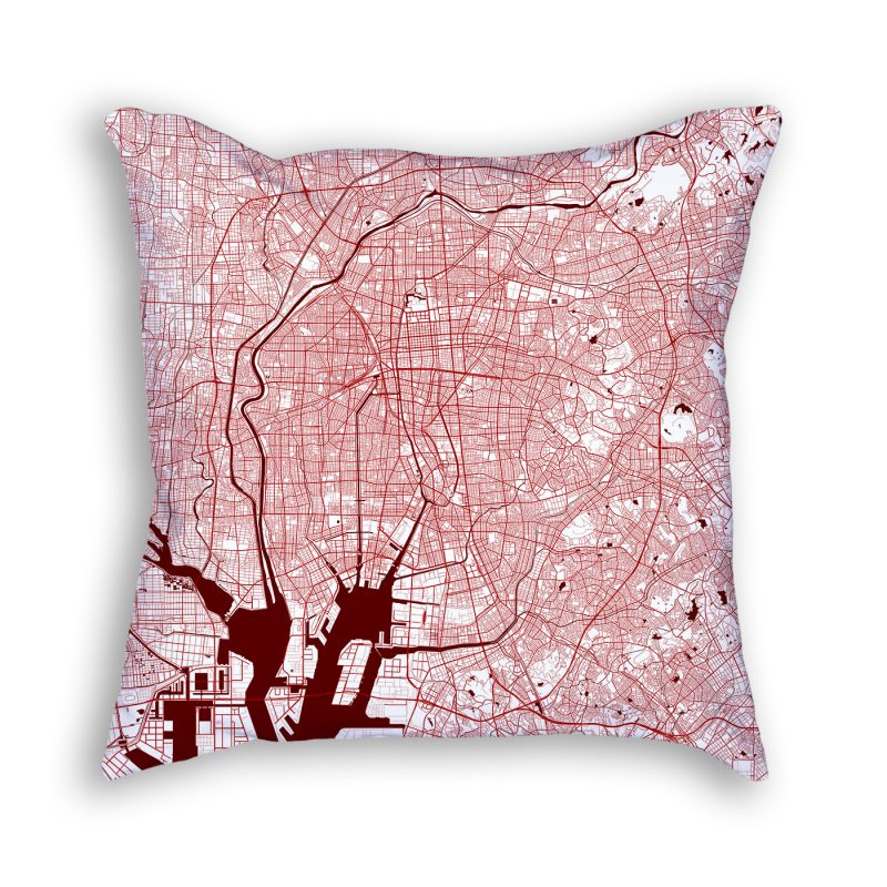 Tokyo Japan City Map Art Decorative Throw Pillow